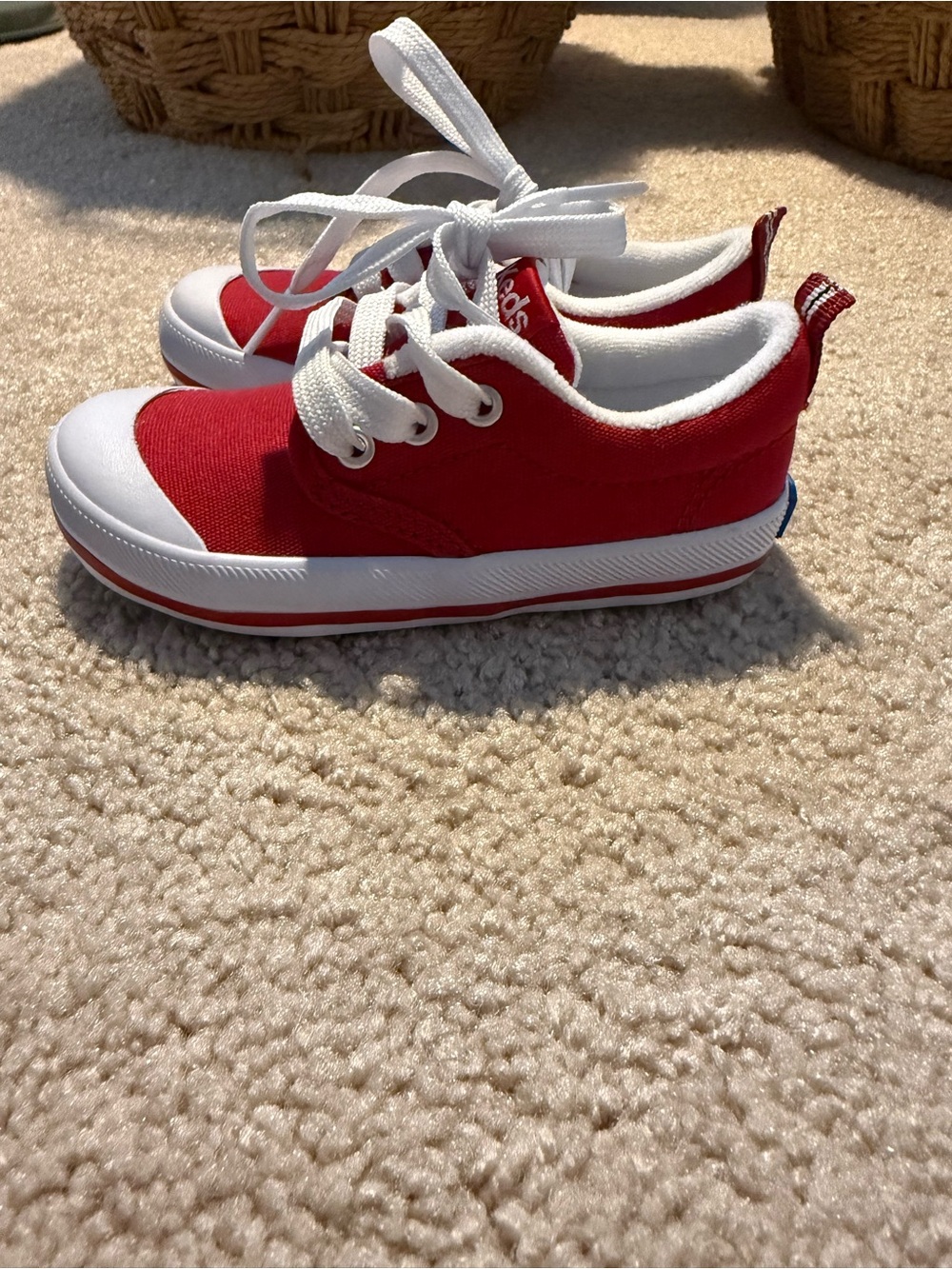 Keds Red Canvas Kids Sneakers with White Accents